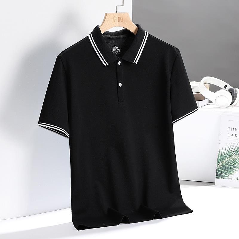 Polo Shirt Men's Short-Sleeved T-shirt Summer Thin Ice Silk Lapel Dad Summer Casual Half Sleeve T-shirt Top Clothes