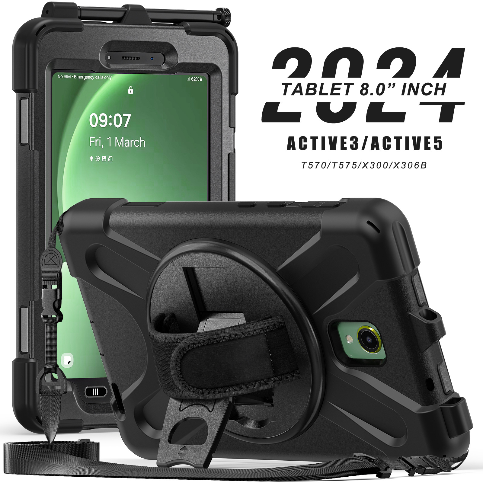 适用三星Tab Active5保护套海盗王Active 3按钮旋转支架防摔平板
