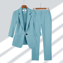 职业套装女2024春夏新款简约纯色大码西装气质优雅修身西服两件套