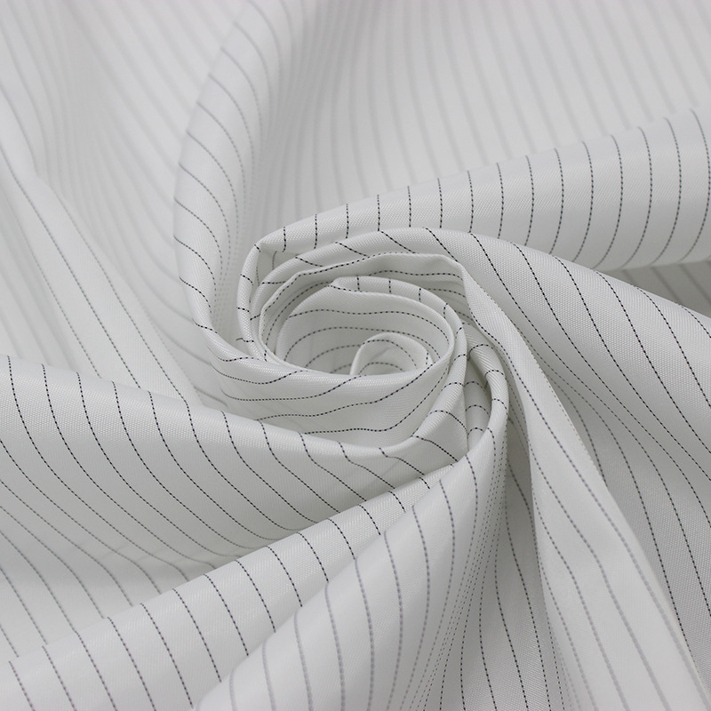 5条子21型斜纹防静电面料日本钟纺导电丝 100d导电布无尘布面料