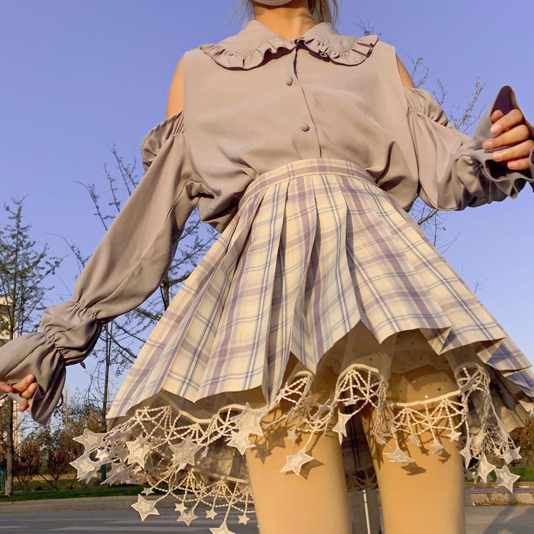 jk制服女安全裤南瓜裤防走光蕾丝秋冬内衬jk打底裤裙撑下摆小星星