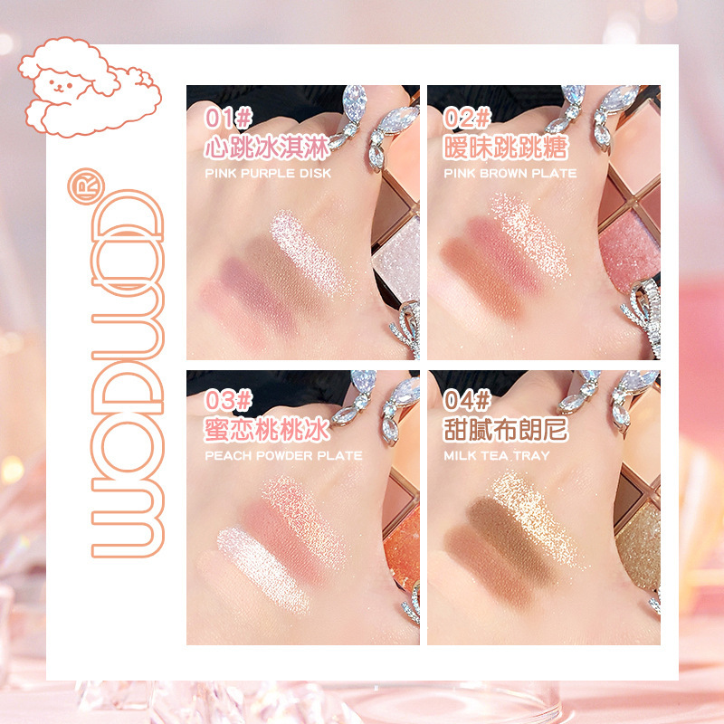 Wodwod Fun Four Color Eyeshadow Palette Milk Tea Color Earth Color Small Kit Portable Shimmer Matte Thin and Glittering Beginner Female