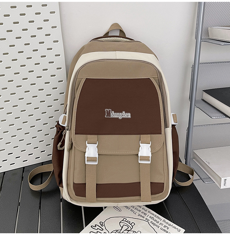 Korean Style Backpack College Style Large Capacity Casual Cloth Bag Japanese Harajuku Style High School Student Color Matching Schoolbag for Junior High School Students