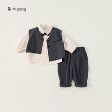 babycity男童春装韩版儿童西装马甲三件套英伦风儿童套装QT82167