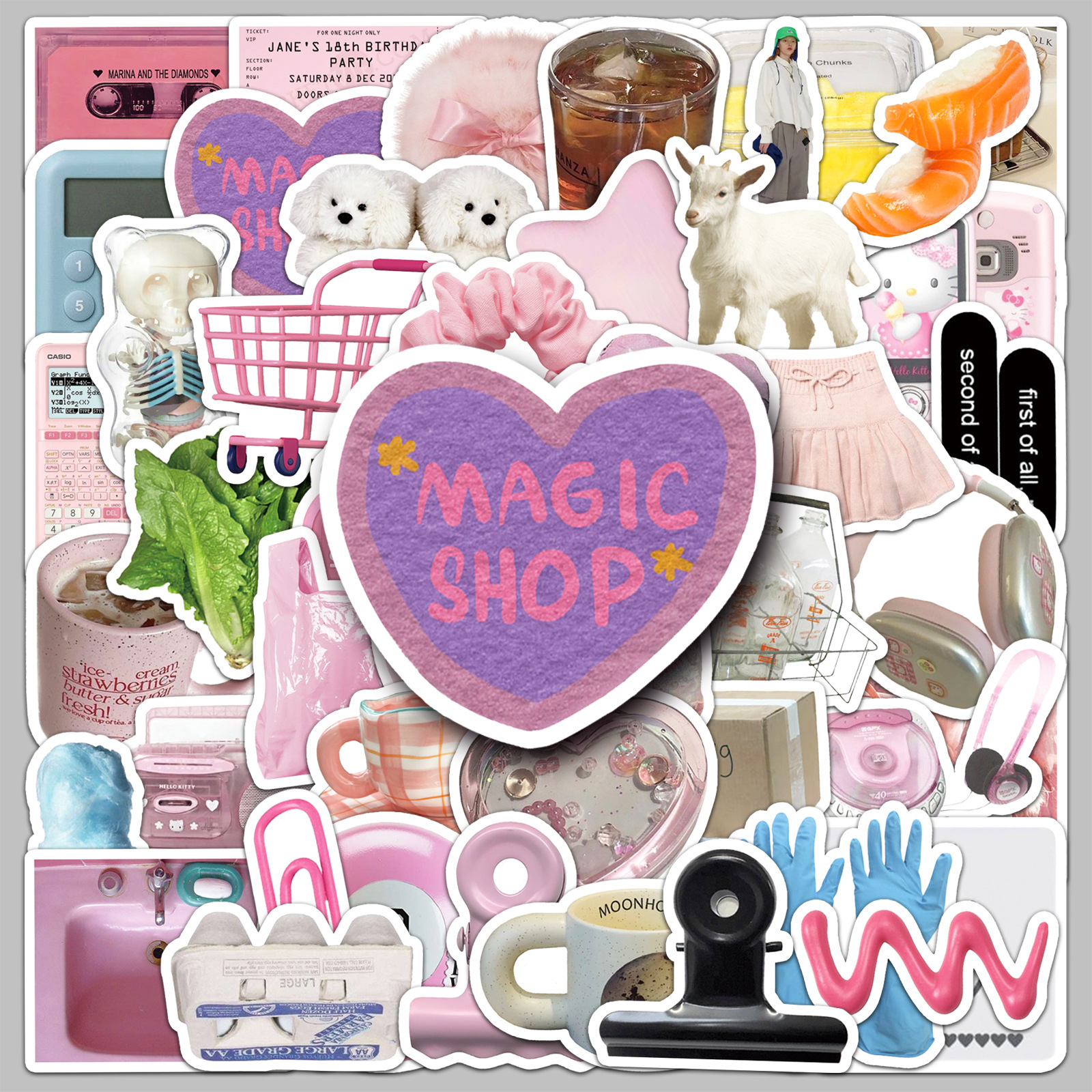 50 korean ins style stickers fresh waterproof decorative goo card material journal book luggage stickers wholesale