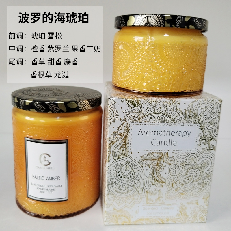 Zhejiang Fangdi Household Supplies Embossed Glass Birthday Smoke-Free Soy Wax Hand Gift Box Aromatherapy Candle Wholesale