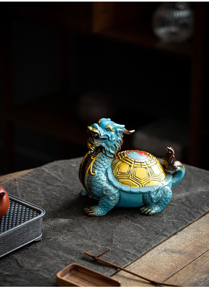 龙龟摆件陶瓷八卦金钱龟龙头龟大号化煞家居办公室装饰工艺品摆设