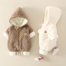 婴儿衣服冬款加厚连体衣棉服男女宝宝卡通可爱加绒保暖冬季外出服