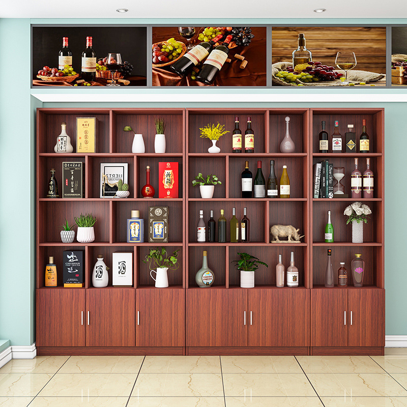 红酒柜马六甲实木展示架便利店商品展示柜超市烟酒柜商用货架