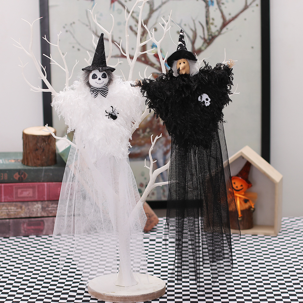 Halloween Venue Layout Props Witch White Ghost Doll Gauze Skirt Pendant Window Dress up Props Factory Wholesale