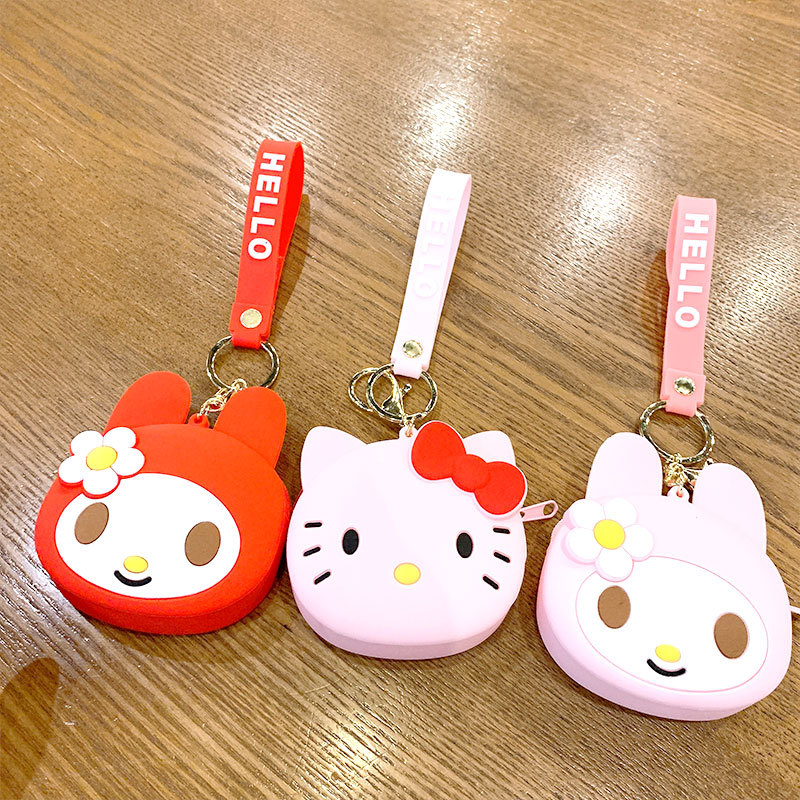 Cartoon Silicone Hello Kitty Key Chain Coin Purse Children's Creative Key Pendants Wallet Cute Hang Decorations Keychain