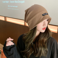 韩版秋冬新款帽子女时尚字母标堆堆帽网红ins包头帽大头围冷帽潮