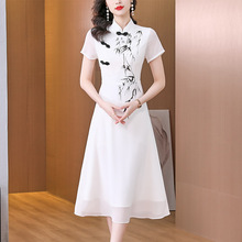 中式改良旗袍国风白色连衣裙女2024年夏新款新高级感国际奢华大牌