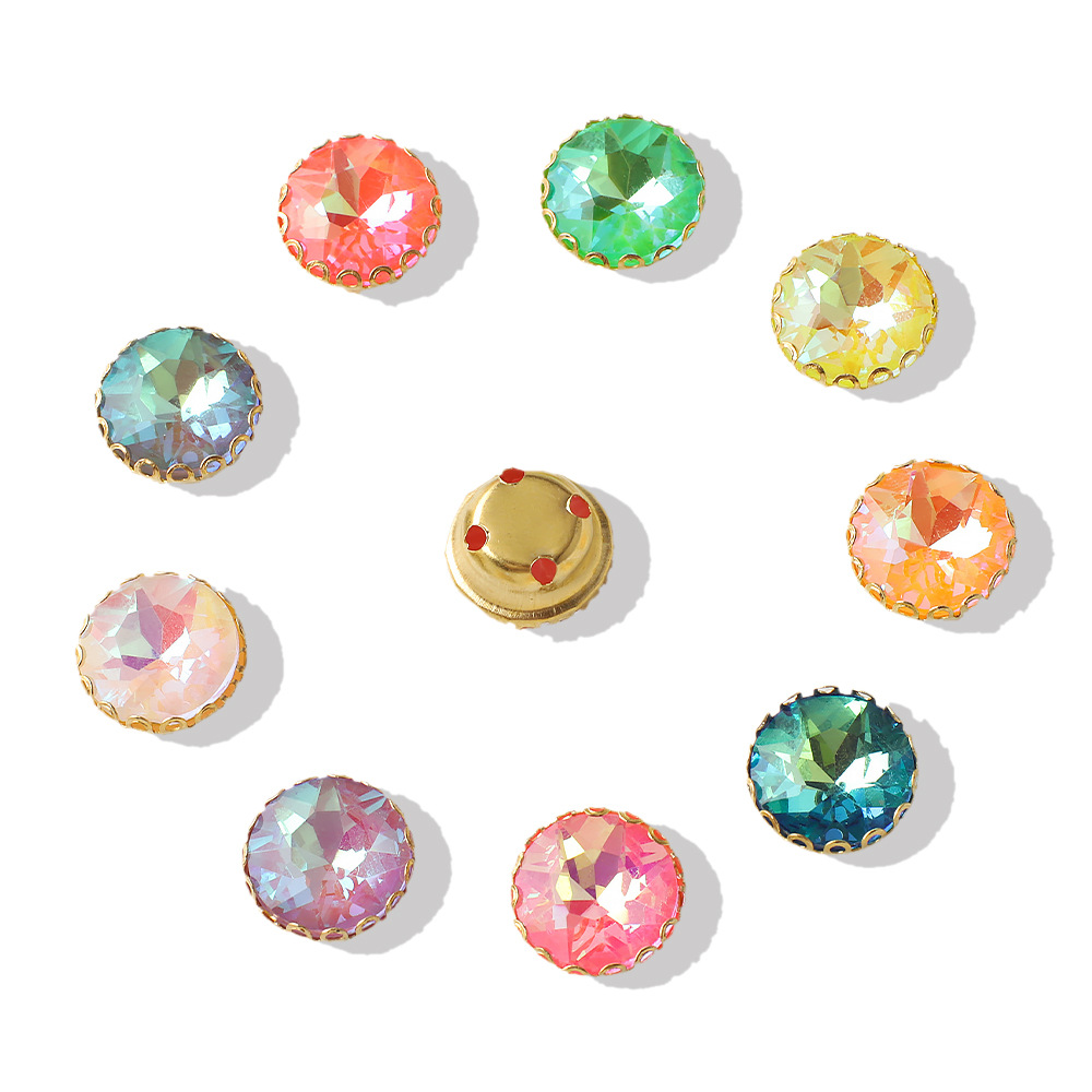 10mm round Rhinestone Color Cut Surface Hand Sewing Glass Diamond DIY Hair Accessories Shoes Bag Clothing Decoration Accessories Button Claw