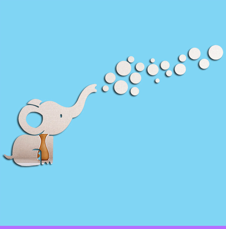 外贸 可爱小象亚克力镜面墙贴背景墙浴室瓷砖自粘装饰贴创意xn158