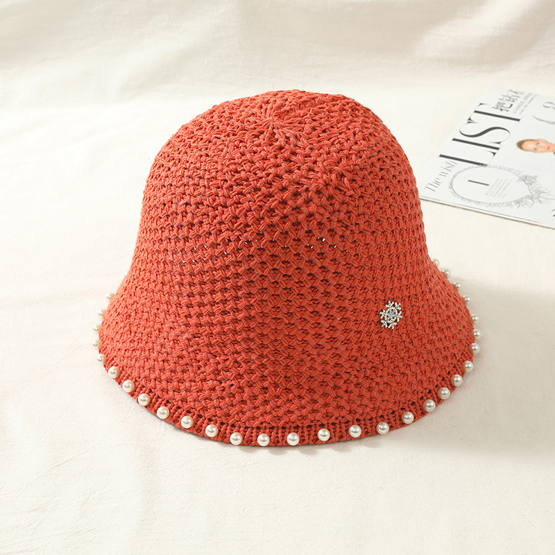 2023 New Korean Style Fashionable Hand-Woven Bucket Hat Women's Spring and Summer Breathable Bucket Hat Knitted Japanese Style Net Red
