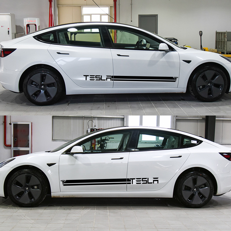 model3车贴model y/x/s汽车车身两侧拉花个性线条装饰贴纸
