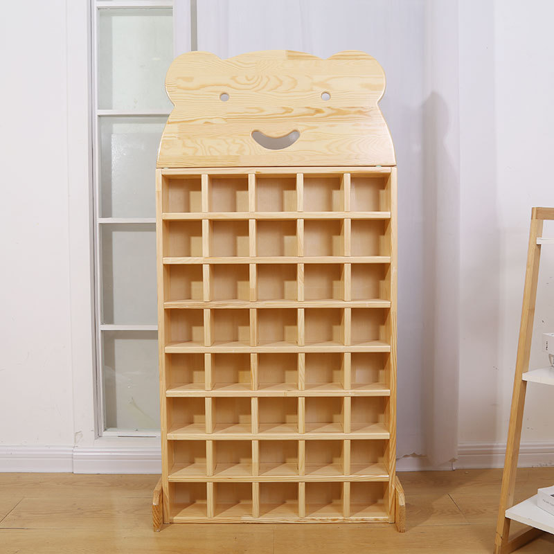 水杯架35格40格幼儿园毛巾架儿童实木口杯架熊头卡通创意储物杯架
