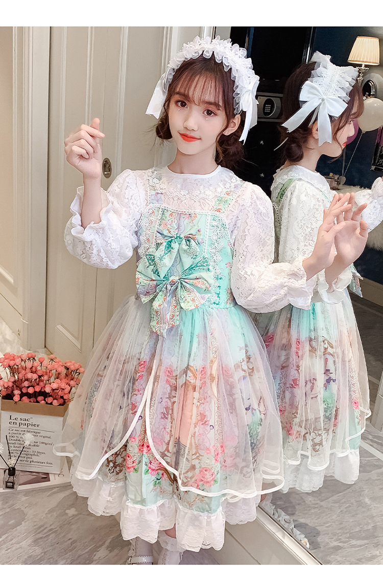 女童洛丽塔连衣裙秋新款女孩lolita公主裙儿童甜美两件套一件代发
