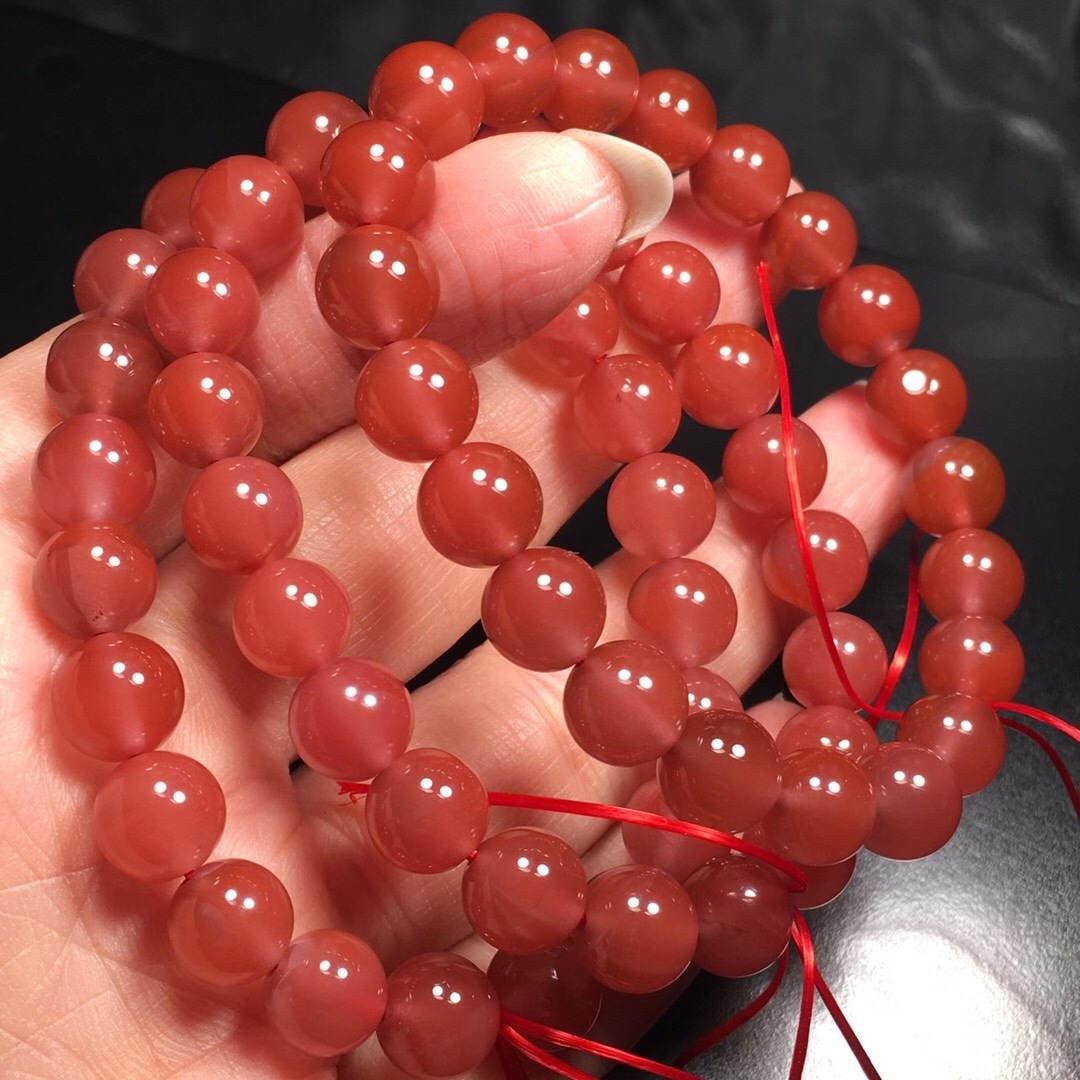 厂家直销天然保山南红冰红手串 色泽红润起荧光 冰透水润-阿里巴巴