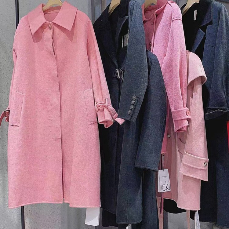 韩版品牌女装中长款双面羊绒大衣商场库存外套女尾货批发一手货源