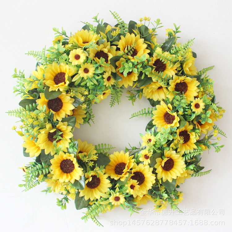 DSEN Cross-Border E-Commerce Amazon Spring SUNFLOWER Bee Festival Vine Ring Garland Home Decoration Factory Wholesale