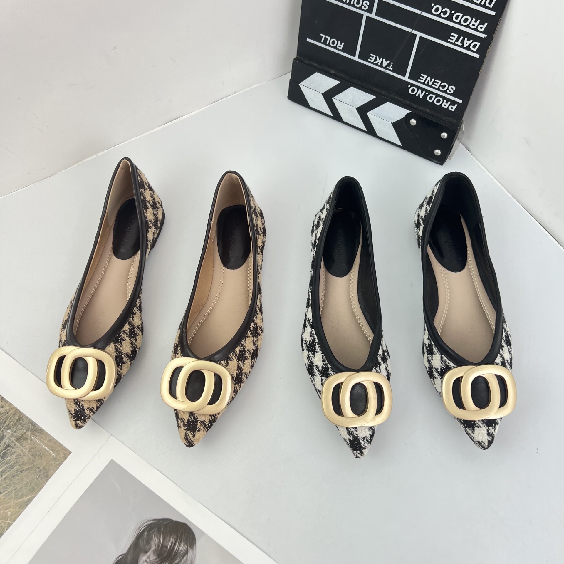 外贸女鞋大码新款法式尖头浅口平底单鞋小香风气质舒适瓢鞋-阿里巴巴