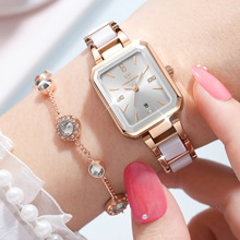 泰时丹顿品牌简约日历女表高颜值仿陶瓷防水腕表女士夜光石英手表