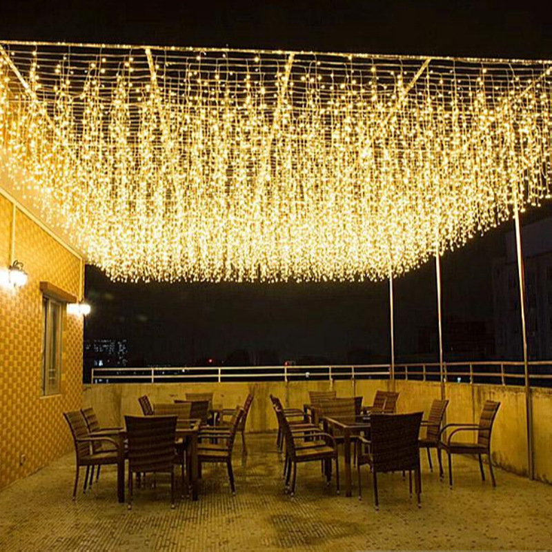 led冰条窗帘灯户外防水满天星圣诞彩灯店铺悬挂灯串节日装饰闪灯