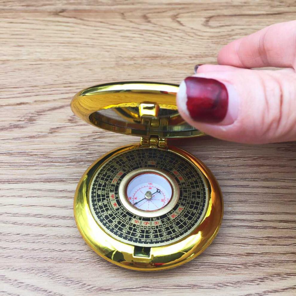 风水罗盘2寸全自动带盖小罗盘罗经义指南针小额代发批发风水罗盘