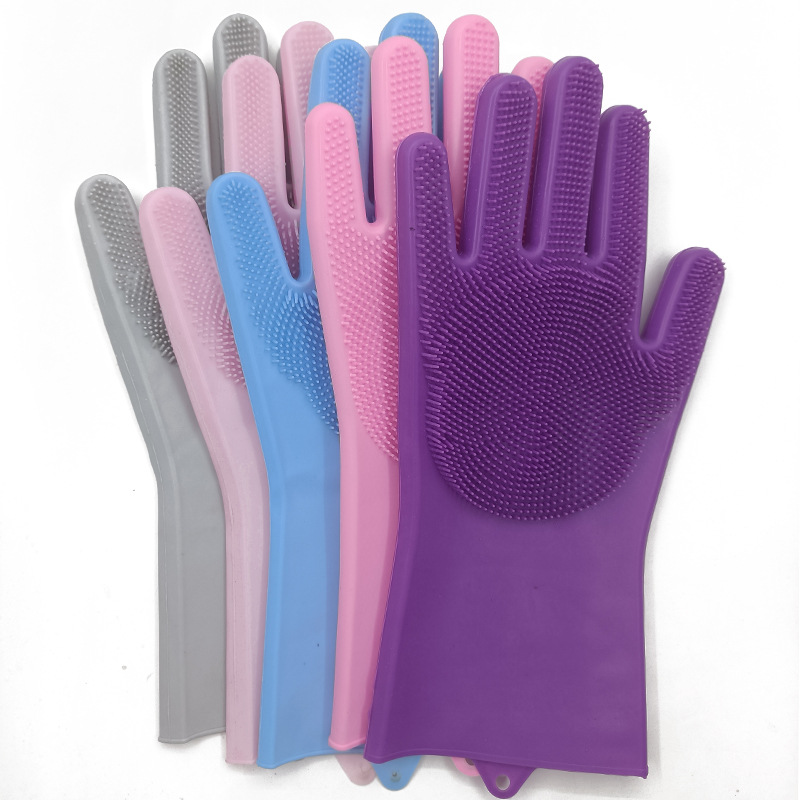 Silicone Dishwashing Gloves Household Gloves Bowl Washing Waterproof Kitchen Cleaning Gadget Durable Anti-Hot Gloves Dishwashing Gloves