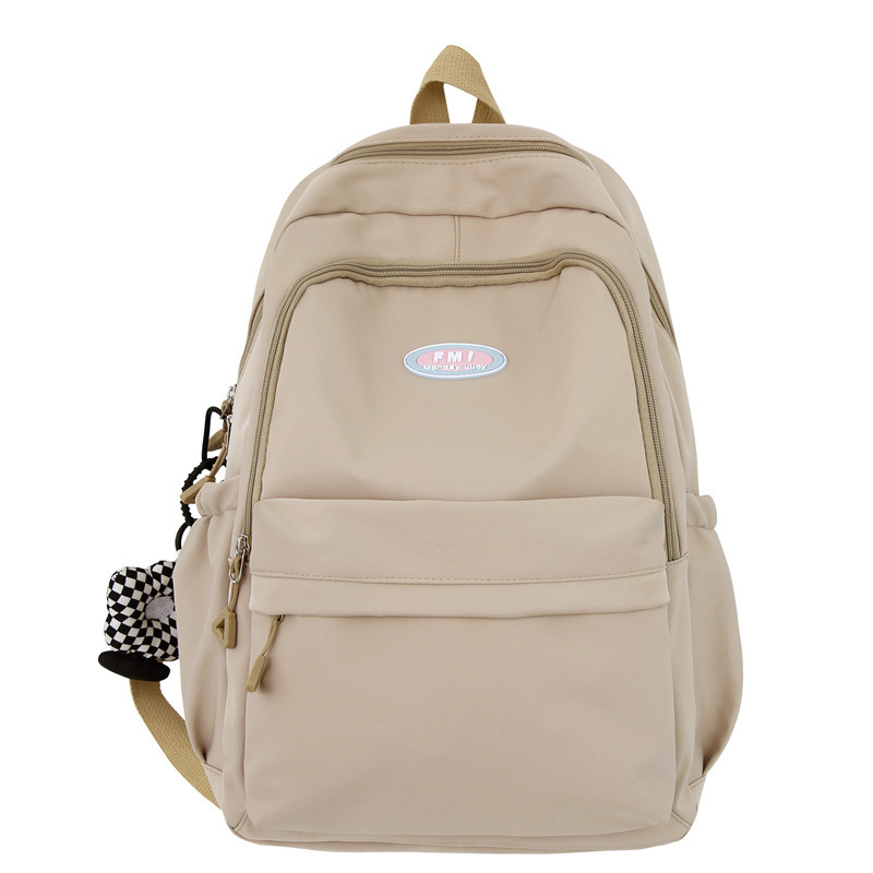 Harajuku Style Simple Solid Color Student Schoolbag 2023 New Large Capacity Ins Style Junior and Middle School Students Canvas Backpack