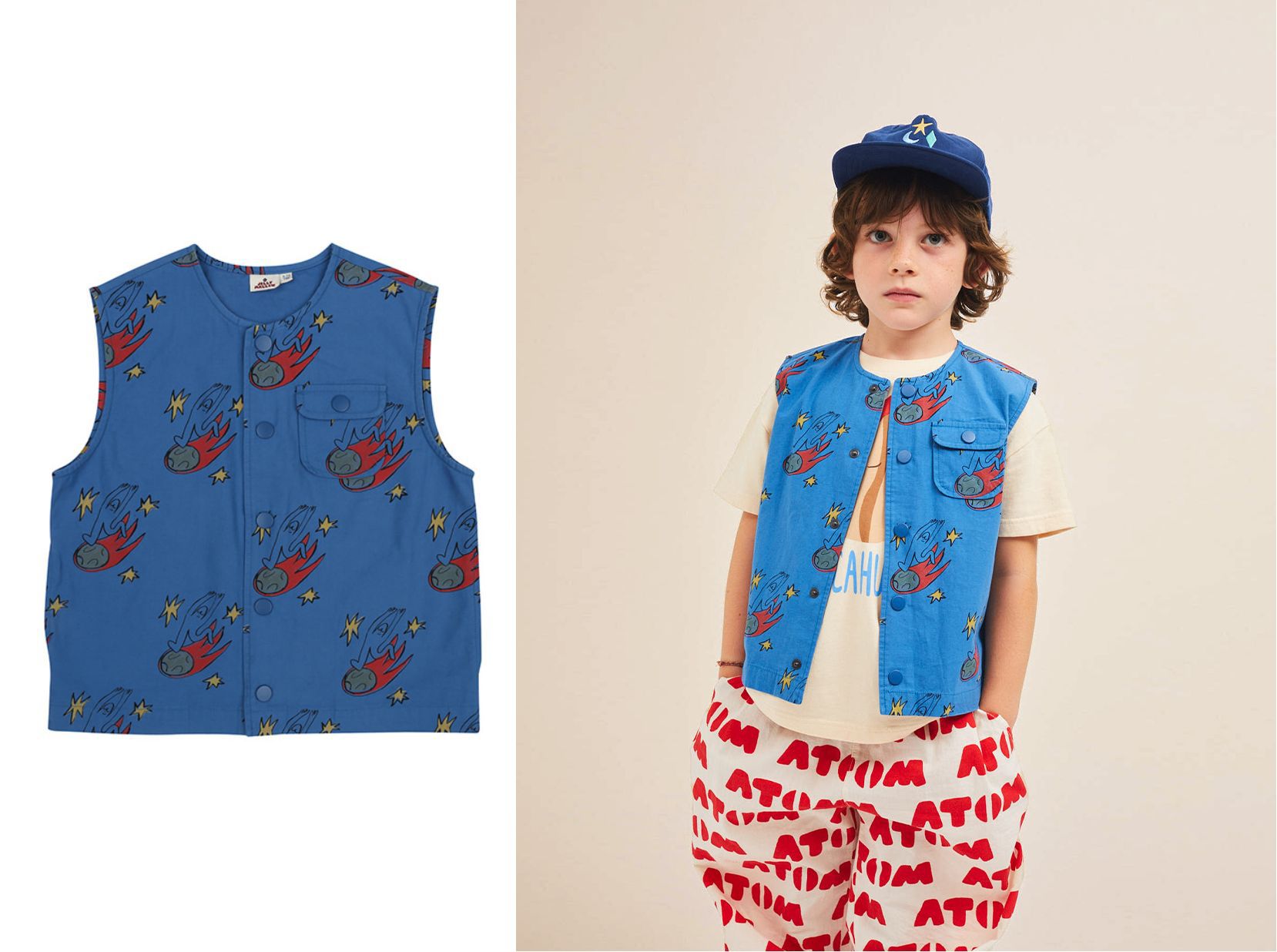 【现货】 2023s/s 夏款 jm scientist科学家满印宝蓝色口袋背心马