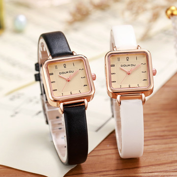 新品时尚方形爆款学生女士手表女款皮带高级感小众气质考试数字表