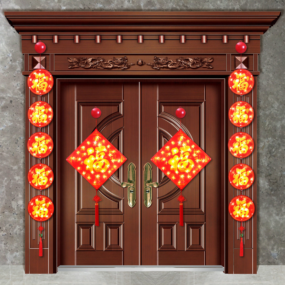 2021led新年门福字对联灯庭幅挂饰装饰挂件春节元宵布置创意布置