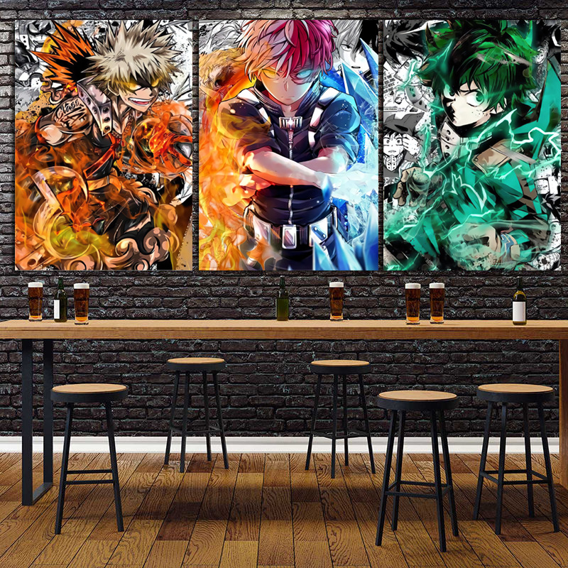 亚马逊热销我的英雄学院海报 喷绘帆布日本动漫卧室墙壁装饰挂画