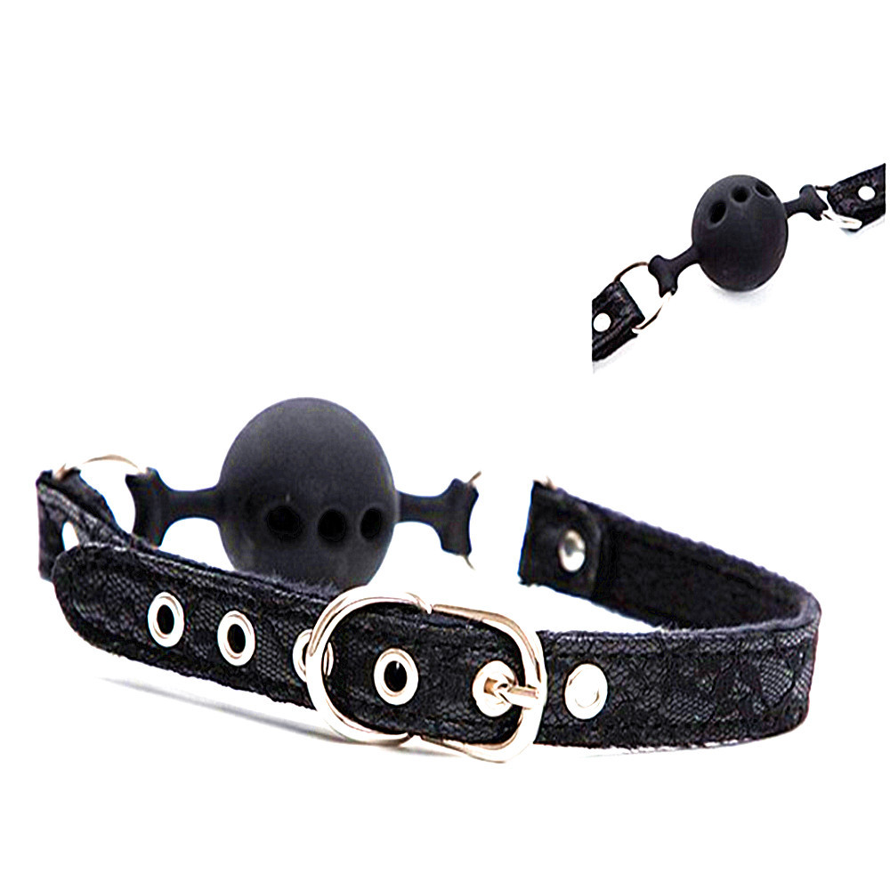 蕾丝带硅胶三孔口球成人另类情趣花色蕾丝束缚调教性爱辅助口塞