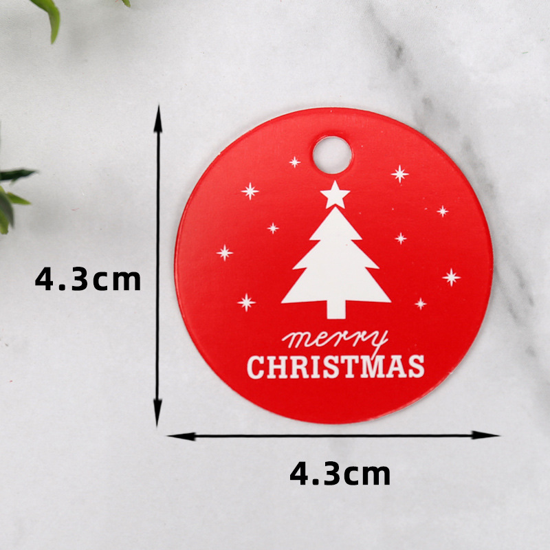 新款圣诞吊牌圆形红绿色标签圣诞节卡片礼品袋礼物盒派对装饰挂牌