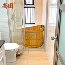 0FE9香柏木圆形成人泡澡木桶浴桶实木浴缸洗澡盆小浴室木质沐