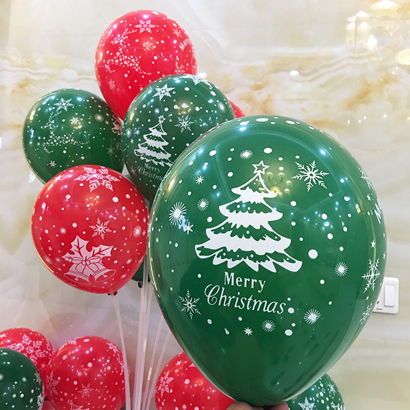 元旦气球红绿色新年快乐跨年圣诞节幼儿园商场布置装饰气球1012寸