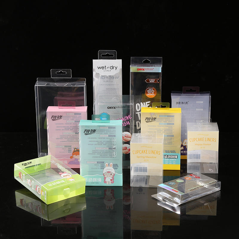 透明pet包装盒可折叠跳绳塑料时尚包装盒正方形彩色折盒可定制