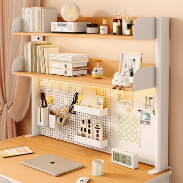 网红洞洞板置物架学生学习书桌收纳架子办公电脑桌上多层桌面书架