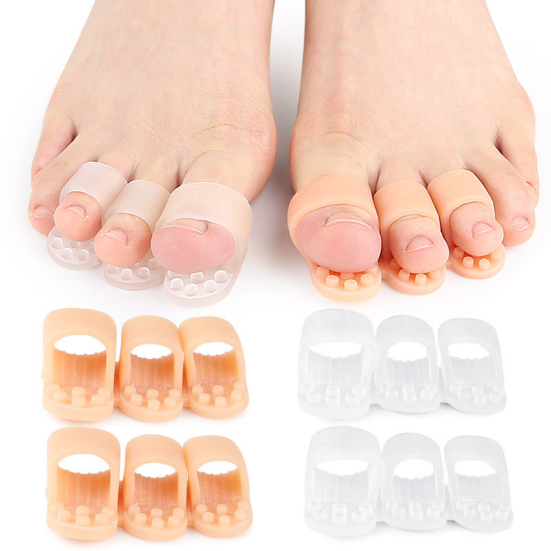 三孔脚趾分离器脚趾弯曲矫形器锤状趾伸直器柔软按摩护趾垫可剪裁