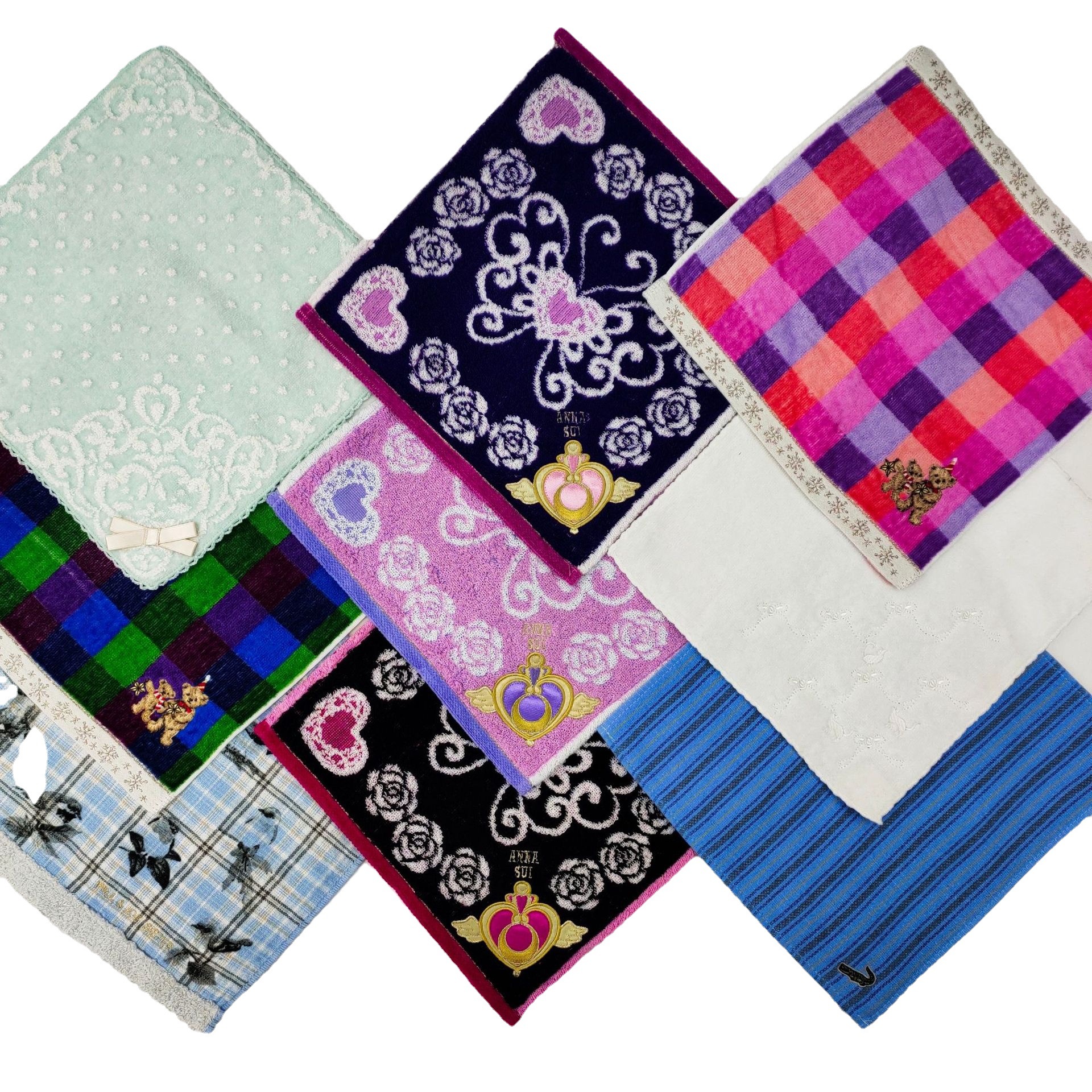 外贸原单出口日本高档色织提花牙边绣花(带钻)精品限量版方巾-阿里巴