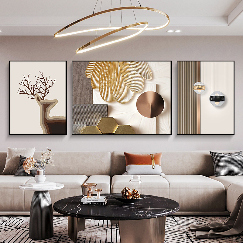 客厅装饰画轻奢现代新中式山水画沙发背景墙壁画晶瓷画挂画墙画-报价