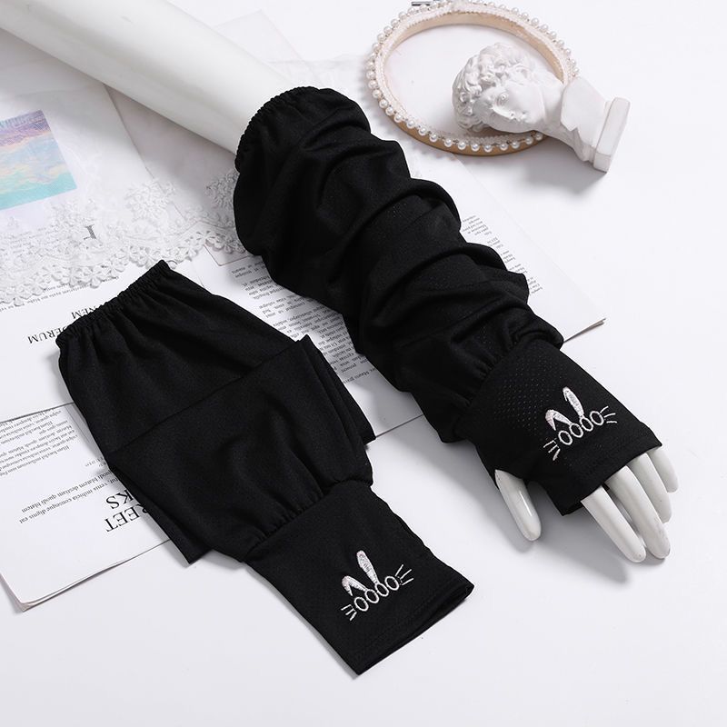 韩版夏季冰袖防晒袖套跑男骑行手套户外薄款冰丝冰袖女