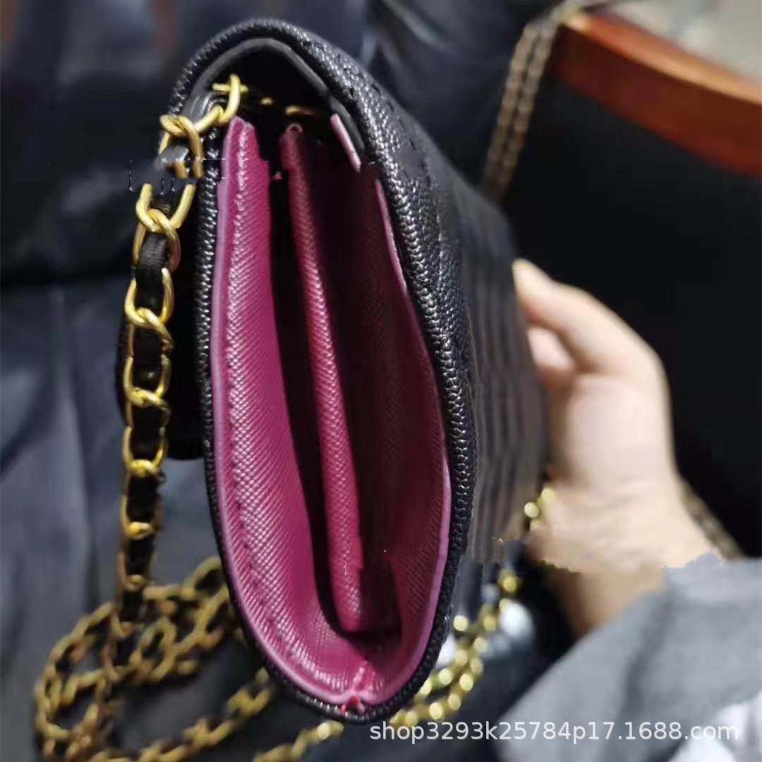 2022 New Caviar Chain Bag Women's Wallet Rhombic Embroidery Thread Hand Purse Women's Shoulder Messenger Bag