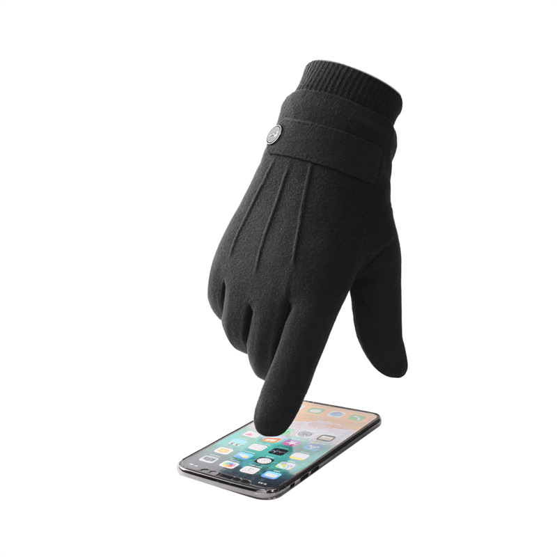 Thickened Fleece-lined Cycling Driving Windproof Thickening Warm Touch Screen Gloves Men's Winter Dralon Warm Gloves