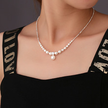 纯银天然贝珠碎银项链女生高级感珍珠项链情人节礼物珍珠首饰批发