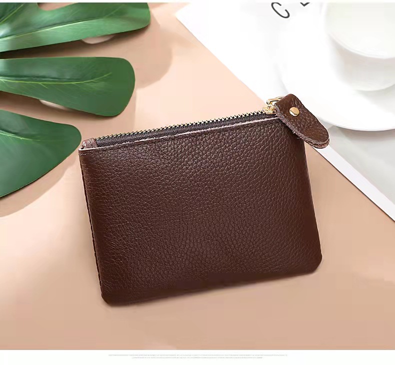 Cowhide Coin Purse Women's Mini Small and Ultra-Thin Fashion Elegant Short Card Holder High-End Storage Bag